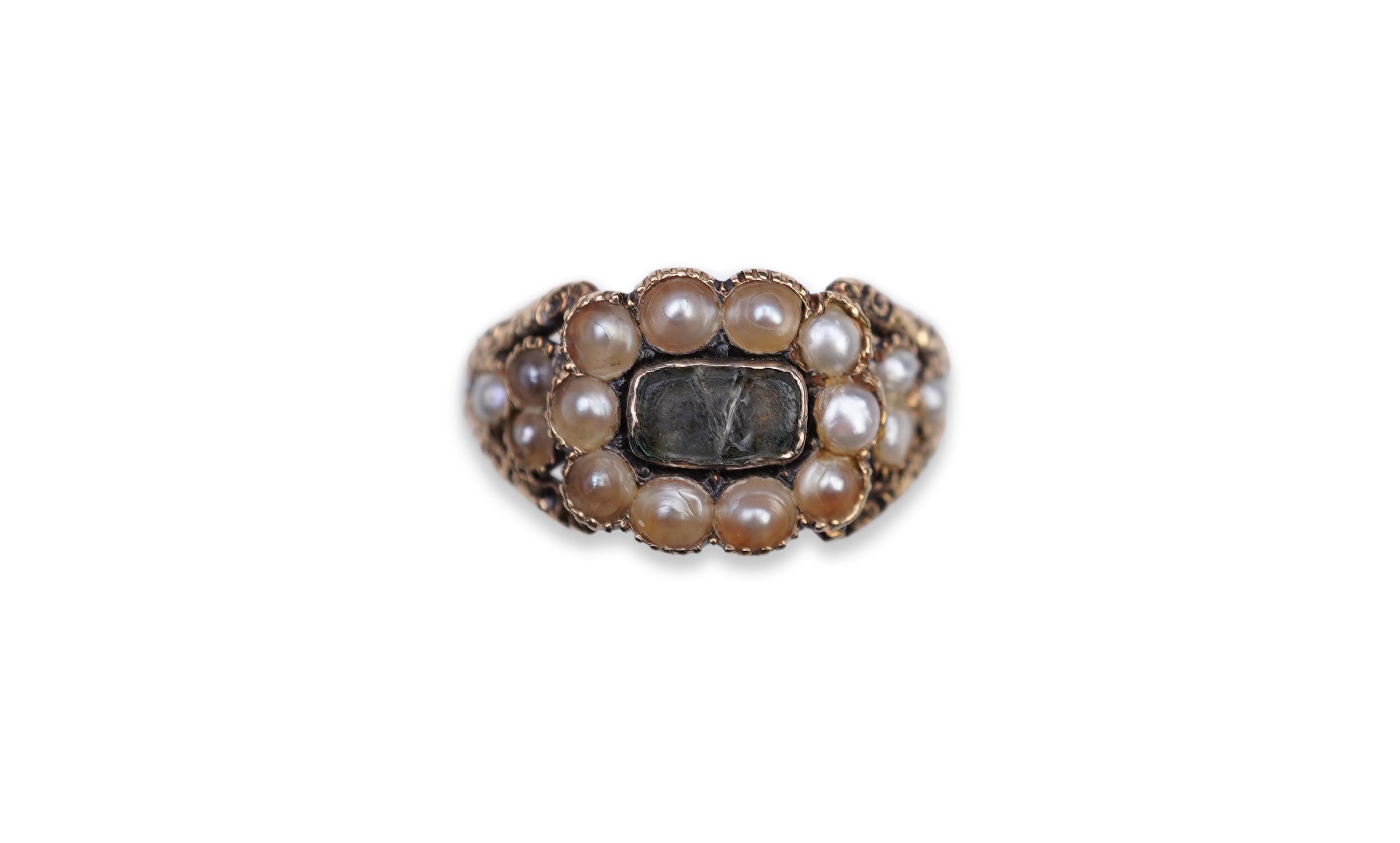 A Regency pearl mourning ring, circa 1824
